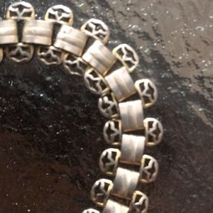 Unique Signed Vintage Choker Butter Gold Color Lacey Cut Out Edges